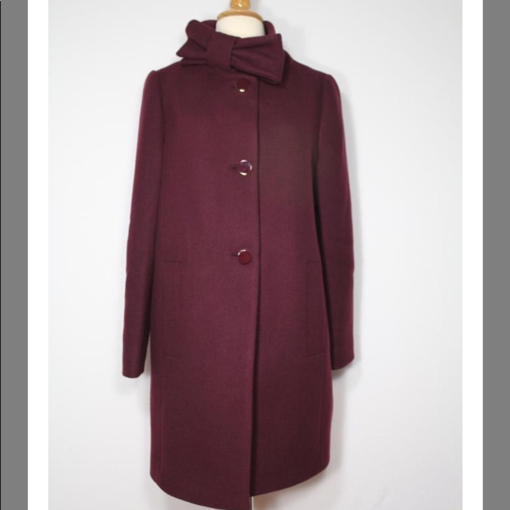 Pre Winter Sale- Kate Spade Burgundy Wine New Bow CLASSIC Winter Jacket Coat